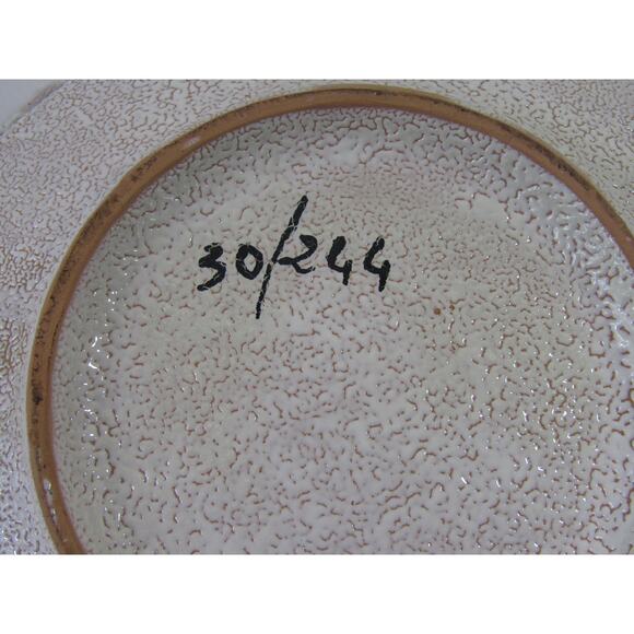 Vtg Pebble Glaze Console Bowl Handles Numbered MCM Fratelli Fanciullacci Italy - Picture 5 of 6